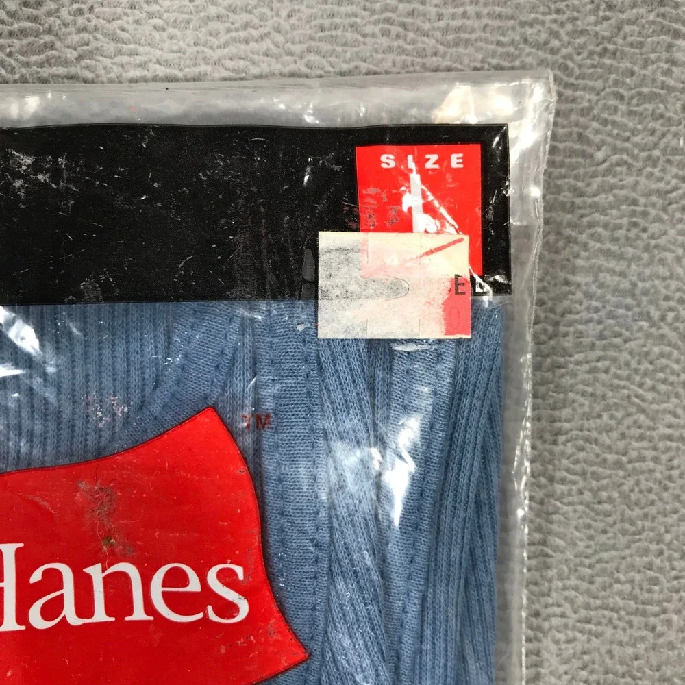 Hanes A-Shirt Ribbed Tank Men's Large Blue New Vintage 2000 Cotton Blend